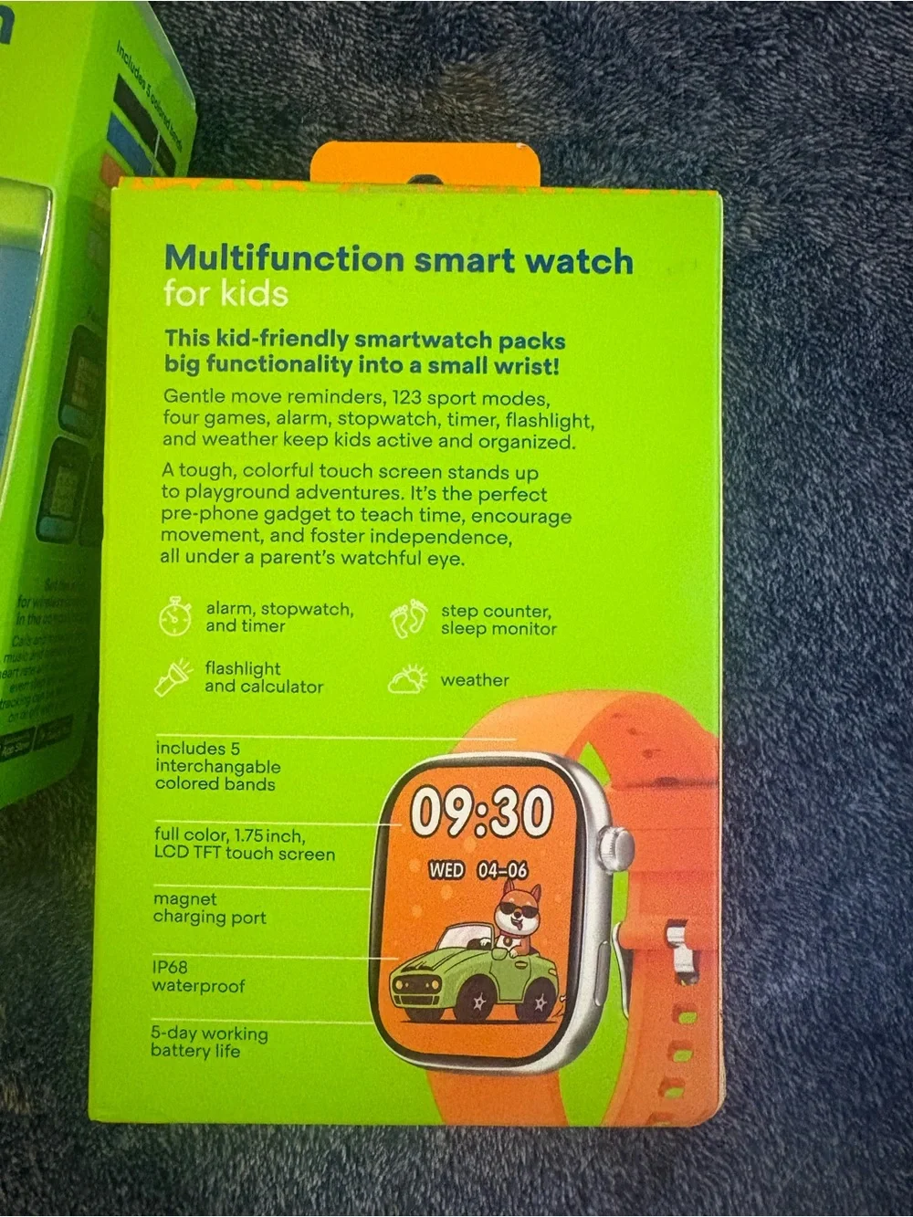 WearIQ Kids Smart Watch with 5 Colored Bands - Orange & Blue Display